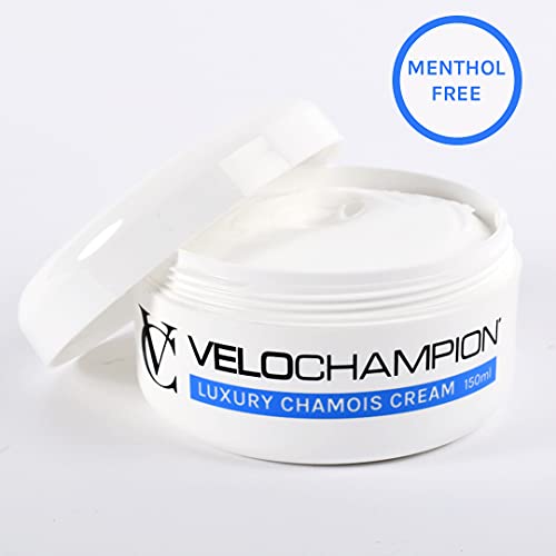 VeloChampion Crema Antiirritación de Gamuza Lujosa. Ideal para Andar en Bicicleta, Correr y Otras Actividades Deportivas Piel Reduce la Fricción (Sin mentol, 150 ml)