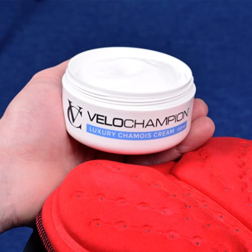 VeloChampion Crema Antiirritación de Gamuza Lujosa. Ideal para Andar en Bicicleta, Correr y Otras Actividades Deportivas Piel Reduce la Fricción (Sin mentol, 150 ml)