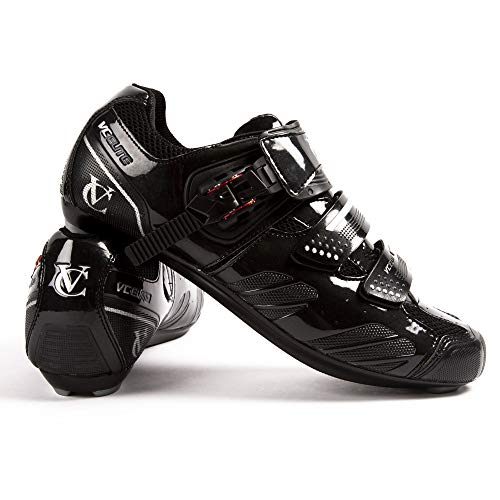 VeloChampion Scarpe da Ciclismo Elite Scarpe da Bici da Strada Uomo Compatibile con SPD 2 bulloni e SPD-SL 3 bulloni Scarpe da Bicicletta + Borsa Porta-Scarpe (EU 44)