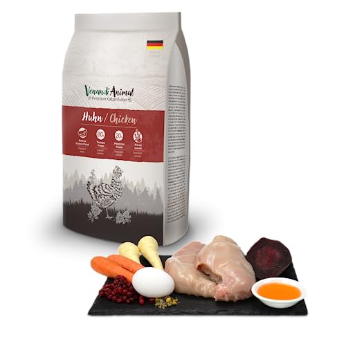 Venandi Animal Comida de Calidad para Gatos - Pollo, con Carne de Ave Fresca, Comida Seca, sin Cereales, 1 Paquete (1 x 1,5 kg)