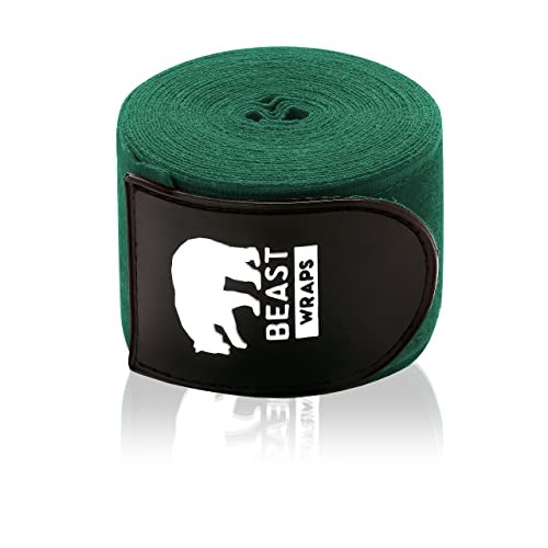 Vendas Boxeo 5 Metros Semi elásticas y con Presilla para el Pulgar. Vendas Boxeo Hombre y Mujer (Kick Boxing, Muay Thai, MMA, Artes Marciales, fitboxing). Cintas Boxeo Transpirables (Verde)