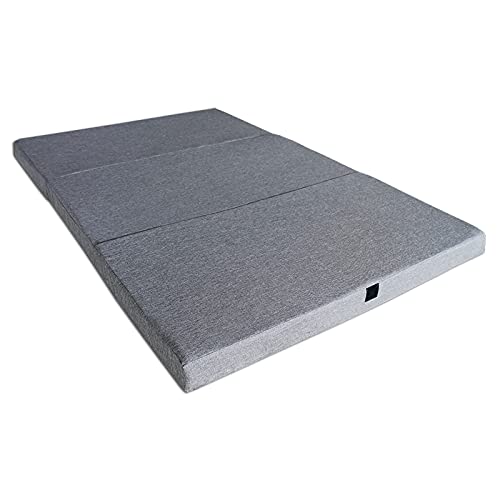 Ventadecolchones - Colchón Plegable con Viscoelástica con Cierre y Asa 120 x 190 x 10 cm con Espuma D25 extrafirme en Loneta Premium Gris para Furgonetas, de Viajes o para Invitados