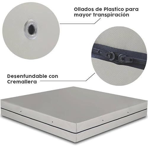 Ventadecolchones – Colchoneta para Rocódromos y Gimnasios con aireadores. Quitamiedos para escalada - Medida: 200 x 200 x 20 cm. Espuma Suave de 20 kg/m3 + Funda PVC 650 g/m2 Gris