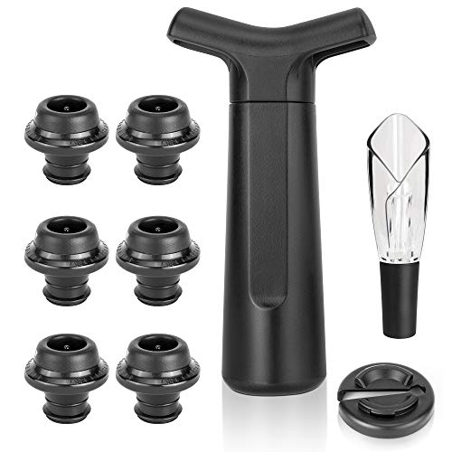 Ventvinal Tapones y vertedores para Vino Bomba de Vino con 6 Tapones, 1 Vertedor de Vino y 1 Cortador Manual al Vacío