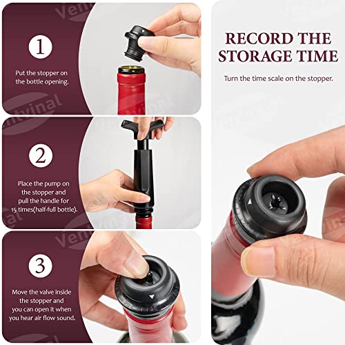 Ventvinal Tapones y vertedores para Vino Bomba de Vino con 6 Tapones, 1 Vertedor de Vino y 1 Cortador Manual al Vacío