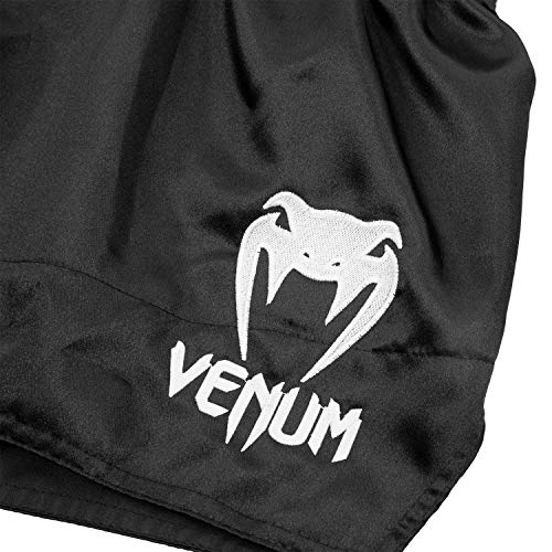 Venum Classic Pantalones Cortos De Muay Thai, Unisex Adulto, Negro/Blanco, M