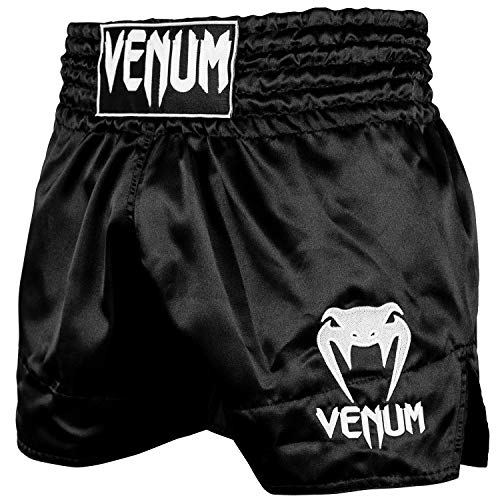 Venum Classic Pantalones Cortos De Muay Thai, Unisex Adulto, Negro/Blanco, M