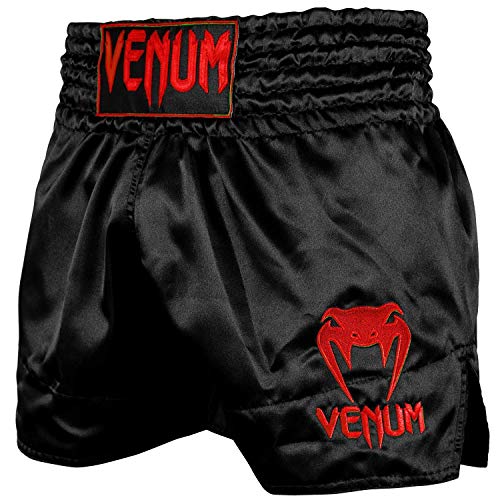 Venum Classic Pantalones Cortos De Muay Thai, Unisex Adulto, Negro/Rojo, M