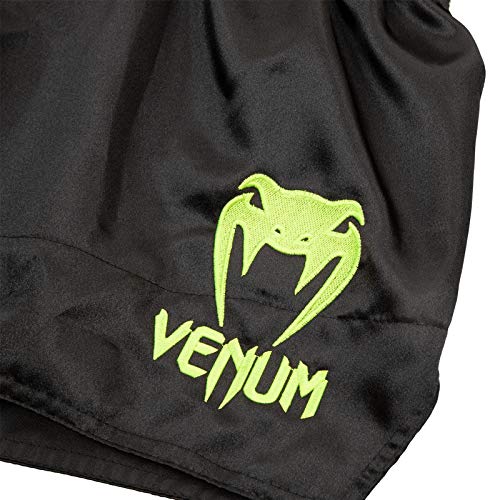 Venum Classic - Pantalones Cortos para Muay Thai, Not Applicable, Clásico, Unisex Adulto, Color Black/Neo Yellow, tamaño Extra-Small