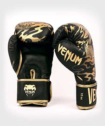 Venum Dragon'S Flight - Guantes de Boxeo (16 oz), Color Negro y Bronce