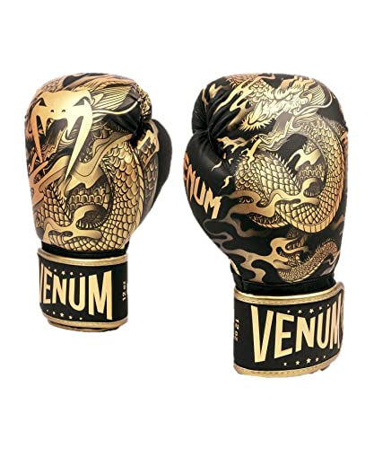 Venum Dragon'S Flight - Guantes de Boxeo (16 oz), Color Negro y Bronce