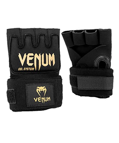 Venum Kontact Gel Gloves Wraps, Negro/Dorado, Talla S