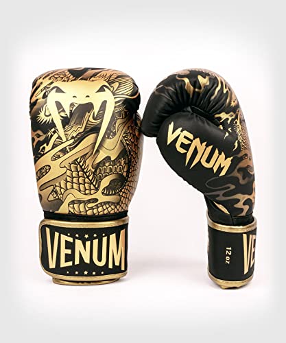 Venum Unisex Adult Dragon'S Flight boksehandsker Guantes de Boxeo, Negro/Bronce, 14 Oz EU