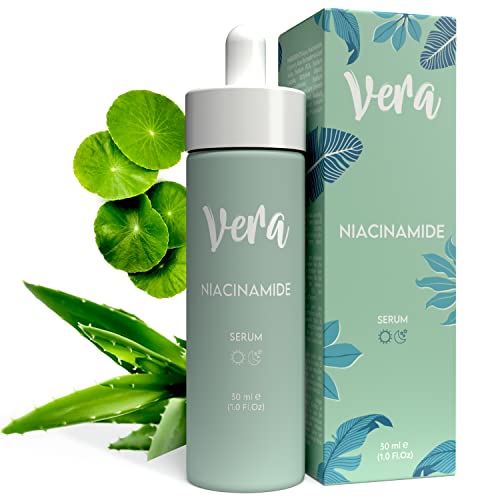 Vera Serum Niacinamida con Acido Lactico para Reducir Poros Abiertos Cara - Serum Piel Grasa y Mixta - Niacinamida Serum Acne, Controla Producción de Sebo - Niacinamide Serum Iluminador Facial, 30ml