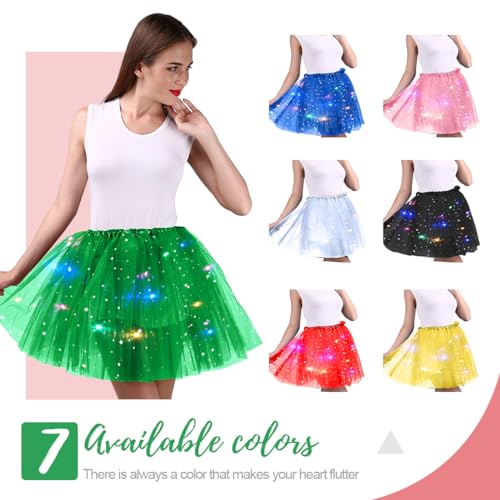 Verde Falda de tul de 40 cm para mujer, tutú LED para adultos, fiesta tutú para adolescentes, disfraz de baile de ballet, minifalda con luces LED de estrella, disfraz para fiesta carnaval Halloween