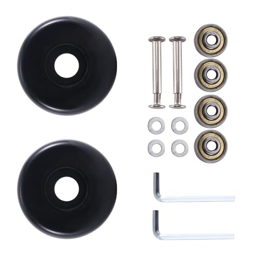 Vereen 2Conjunto Ruedas de Repuesto para Maleta de Equipaje de 55 mm x 18 mm, Ruedas Giratorias de Poliuretano, Rodamientos de Acero Al Carbono, Juegos de Reparación, Color Negro