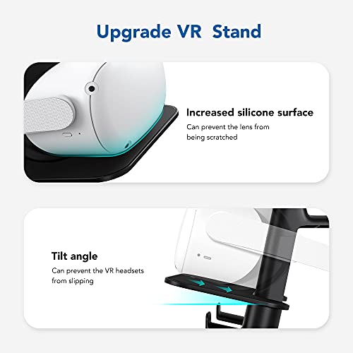 [Versión Mejorada] KIWI design Soporte VR Accesorios Compatible con Oculus Quest 2 / Quest 1 / Rift S/Valve Index/HP Reverb G2 / PSVR 2 / Pico 4 Auriculares y Controladores Táctiles (Negro)