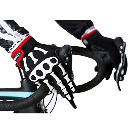 VERTAST Guantes de Ciclismo Gimnasio Fitness, Guantes de Bicicleta Acolchados, Extra Agarre, protección de la Palma, para Ejercicio Kettlebells Entrenamiento, Negro Calavera, S