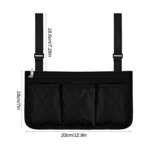 Vesaneae Bolsas para Silla de Ruedas, Bolsa De Transporte para Accesorios De Silla De Ruedas, para Sillas de Ruedas, Cochecitos de Bebé, Ayuda para Personas Mayores, reposabrazos para Colgar (Negro)