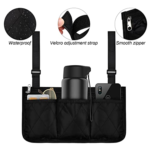 Vesaneae Bolsas para Silla de Ruedas, Bolsa De Transporte para Accesorios De Silla De Ruedas, para Sillas de Ruedas, Cochecitos de Bebé, Ayuda para Personas Mayores, reposabrazos para Colgar (Negro)