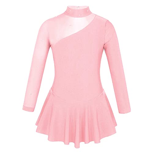 Vestido de baile, vestido de ballet, vestido de danza, guardia, patinaje artístico, una pieza con body bailar, rosa perla, 34 W/36 L