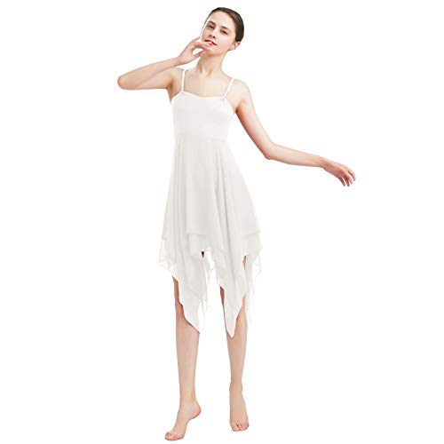 Vestido de Danza Ballet Contemporánea para Mujer Clásico de Color Sólido Tirantes Ropa Baile Latino Lírica Ballet Leotardo Falda de Tul Pañuelo Disfraz Bailarina Tutu Blanco x-s