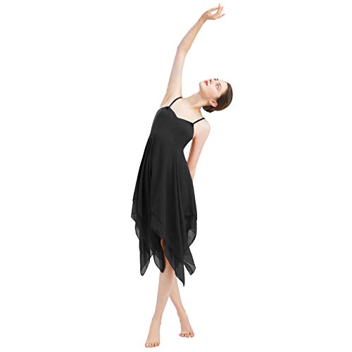 Vestido de Danza Ballet Contemporánea para Mujer Clásico de Color Sólido Tirantes Ropa Baile Latino Lírica Ballet Leotardo Falda de Tul Pañuelo Disfraz Bailarina Tutu Negro s