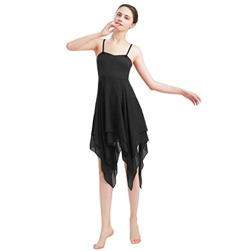 Vestido de Danza Ballet Contemporánea para Mujer Clásico de Color Sólido Tirantes Ropa Baile Latino Lírica Ballet Leotardo Falda de Tul Pañuelo Disfraz Bailarina Tutu Negro s