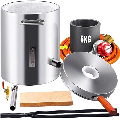 VEVOR Forja de Propano de Acero Inoxidable 6 KG Kit de Horno de Fusión de Metales Temperatura Máxima de 1482 °C Horno de Fundición de Propano 30 PSI Juego de Forja para Cobre, Aluminio, Oro, Plata