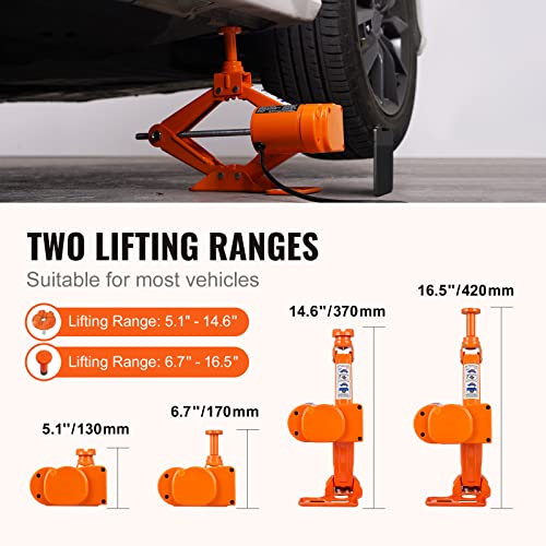 VEVOR Kit de Gato de Tijera Eléctrico 3 T Gato Eléctrico para Automóvil 12 V Gato Eléctrico para Coche Elevador Eléctrico Coche con Cable de Alimentación de 3,5 m para Sedanes SUV o Cualquier Vehículo