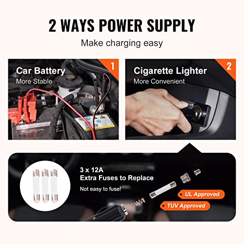 VEVOR Kit de Gato de Tijera Eléctrico 3T Gato Eléctrico para Automóvil 12V Gato Eléctrico para Coche Kit de reparación de Coche con Cable de Alimentación de 3,5m para Sedanes SUV o Cualquier Vehículo