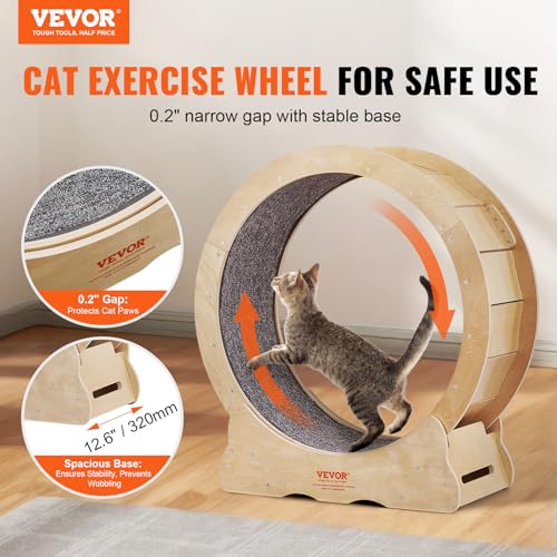 VEVOR Rueda de Ejercicio para Gatos Rueda de Correr Interior 750 mm Rueda para Correr Alfombrilla Desmontable y Rompecabezas para Correr, Caminar y Entrenar Adecuado para la Mayoría de los Gatos