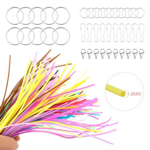 VFANDV Hilos para Hacer Pulseras, 200pcs 20 Colores Hilo Plastico con 40 Pequeños Accesorios Scoubidou Cuerda DIY Cintas de Scooby Doo para Crear Pulseras, Collares, llaveros