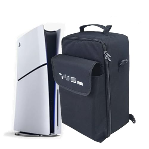 Viaje Bolsa de Transporte Bolsa de Almacenamiento para PS5 Slim Portátil Bolso de Mano Mochila Bolsa de Hombro para Playstation 5 Slim Consola de Juegos Bolsa de Viaje Accesorios (con Logo)