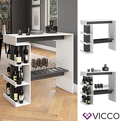 Vicco Mesa de Bar Dana, Blanco/Antracita, 108 x 50 cm