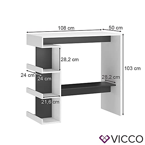 Vicco Mesa de Bar Dana, Blanco/Antracita, 108 x 50 cm