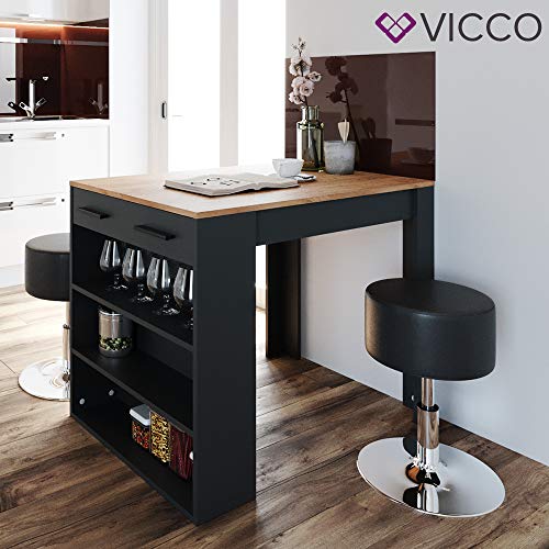 Vicco Mesa de Bar Repose, Antracita/Roble Dorado, 67 x 100 cm