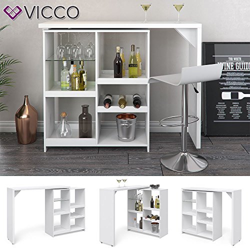 Vicco Mesa de Bar Vega, Blanco, 138 x 39 cm