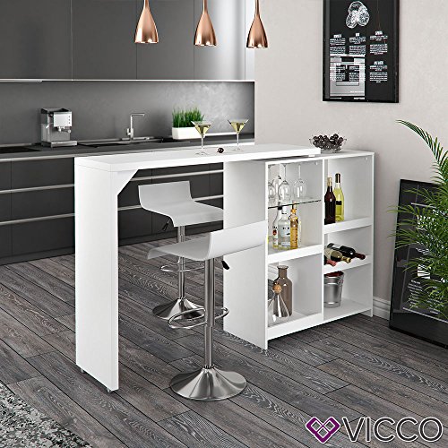 Vicco Mesa de Bar Vega, Blanco, 138 x 39 cm