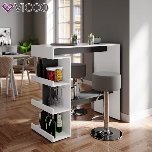 Vicco Set de Mesa de Bar Dana, Blanco/Antracita, 108 x 50 cm con 2 taburetes de Bar