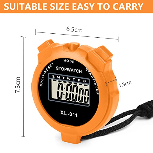 Vicloon Digital Cronómetro, Cronómetro Reloj, Cronómetro Deportivo con Pantalla Grande, Calendario de Reloj de 12/24 Horas, Alarma, Cronómetro Digital para Fútbol, Correr, Natación, Fitness(Naranja)