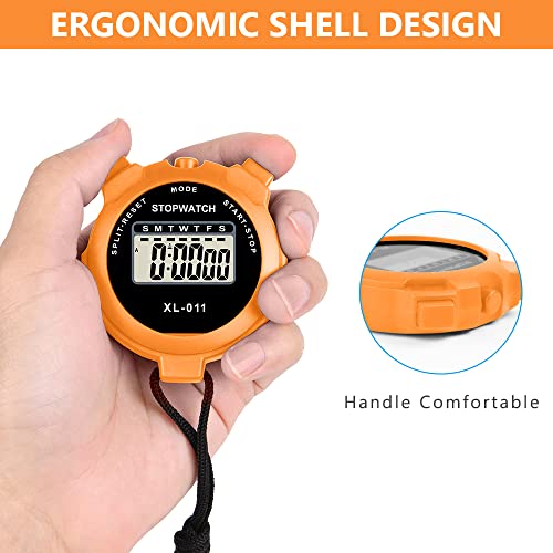 Vicloon Digital Cronómetro, Cronómetro Reloj, Cronómetro Deportivo con Pantalla Grande, Calendario de Reloj de 12/24 Horas, Alarma, Cronómetro Digital para Fútbol, Correr, Natación, Fitness(Naranja)