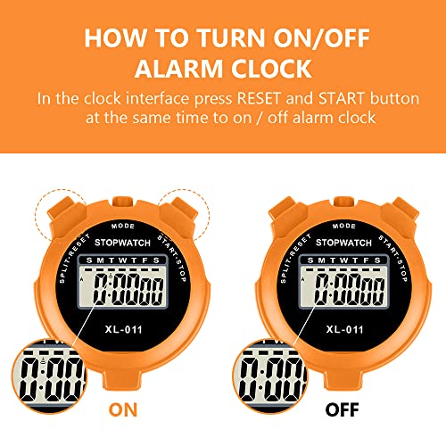Vicloon Digital Cronómetro, Cronómetro Reloj, Cronómetro Deportivo con Pantalla Grande, Calendario de Reloj de 12/24 Horas, Alarma, Cronómetro Digital para Fútbol, Correr, Natación, Fitness(Naranja)