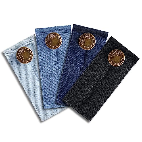 Vicloon Extensor De Cintura,4pcs Extensores De Botones,Boton retractil para vaqueros para mujeres y hombres,Ajustables Botones para Jeans,Extensión De Botón de Metal para Jeans Pantalones