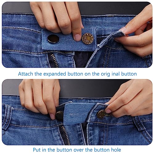 Vicloon Extensor De Cintura,4pcs Extensores De Botones,Boton retractil para vaqueros para mujeres y hombres,Ajustables Botones para Jeans,Extensión De Botón de Metal para Jeans Pantalones