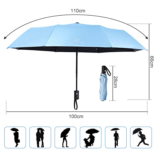 Vicloon Paraguas Plegable Antiviento, Sombrilla Lluvia Portátil, Paraguas invertido de Plegado Automático a Prueba de Viento, Paraguas Pequeño Grande con Apertura y Cierre Automáticos, 8 Varillas