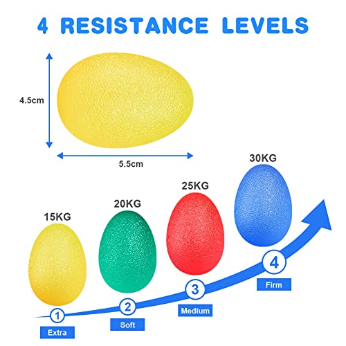 Vicloon Pelota Antiestrés,4PCS Pelota Rehabilitacion Mano,Bola Antiestres con Diferentes Grados de Dureza,Fortalecedores de Mano para Capacitación,Bolas de Fortalecer Manos para Entrenamiento Manual