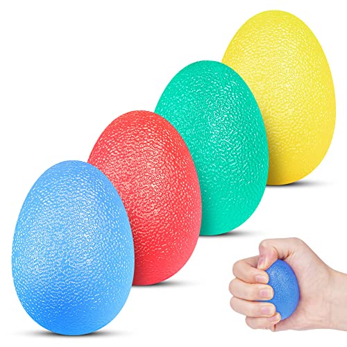 Vicloon Pelota Antiestrés,4PCS Pelota Rehabilitacion Mano,Bola Antiestres con Diferentes Grados de Dureza,Fortalecedores de Mano para Capacitación,Bolas de Fortalecer Manos para Entrenamiento Manual