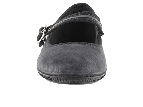 victoria Plano Bailarina ODA Terciopelo & Hebilla 104913-KIDS para Niñas Gris 33