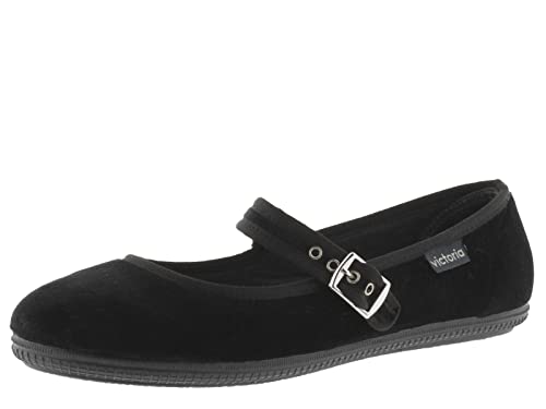 victoria Plano Bailarina ODA Terciopelo & Hebilla 104913-WOMEN para Mujer Negro 38